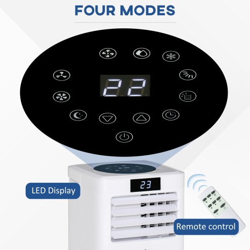 HOMCOM 10000 BTU Air Conditioning Unit, 2.9KW 3-in-1 Portable Air Conditioner, Dehumidifier, Cooling Fan with Remote Control, Digital Display, 2 Speeds, 24H Timer, Window Venting Kit, 22m²