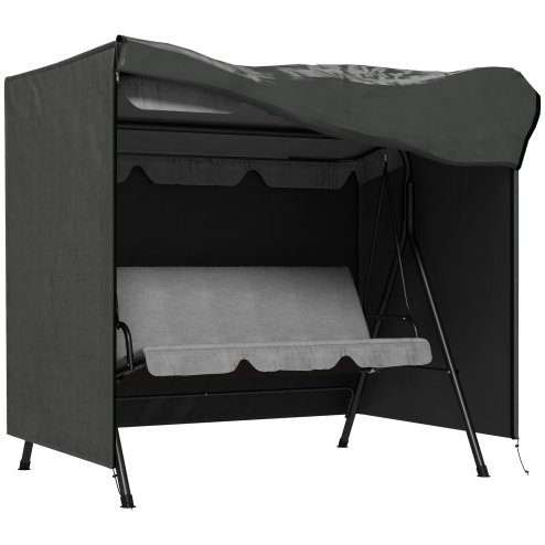 Outsunny 3 Seater 600D Oxford Patio Swing Chair Cover Outdoor Garden Furniture Rain Protection Protector Waterproof Anti-UV, 177 x 114 x 152cm, Dark Grey