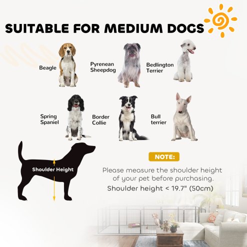 PawHut Dog Pen, 12 Panel Puppy Pen, Steel Dog Playpen, for Medium Breeds, 80cm Tall, Black