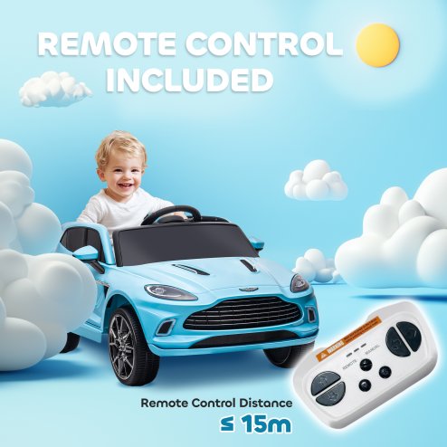 AIYAPLAY Aston Martin DBX Licensed 12V Kids Ride on Car, Kids Electric Car with Remote Control, 4 Suspension Wheels, LED Lights, Music, Horn, Slow Start, for Ages 3-6 Years, Blue