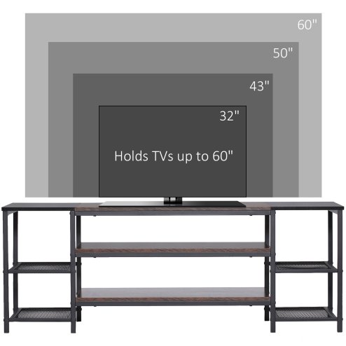 HOMCOM TV Unit Cabinet for TVs up to 60 Inches, Industrial TV Stand with Storage Shelves for Living Room