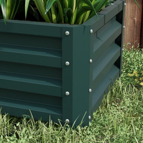Outsunny Set of 2 Raised Garden Bed, Outdoor Planter Box with Galvanised Steel Frame for Growing Vegetables, Flowers and Herbs, 110 x 50 x 30cm, Green