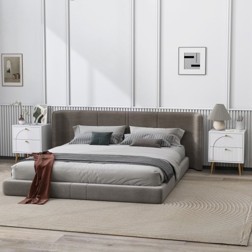 HOMCOM Bedside Table Set of 2, Modern Bedside Cabinets with 2 Drawers and Steel Legs, Side Tables for Living Room, Bedroom, 40 x 35 x 50 cm, White