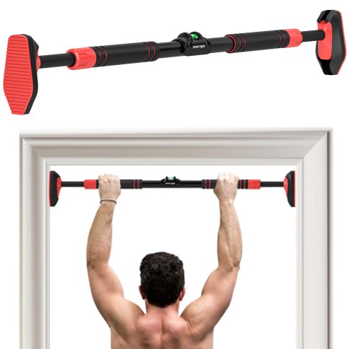 SPORTNOW Pull Up Bar Doorway No Screws, Door Frame Chin Up Bar with Level Metre, 92-120 cm (36.2