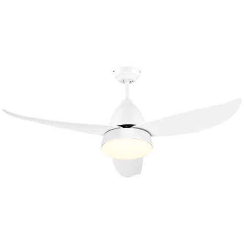 HOMCOM Reversible Ceiling Fan with Light, 3 Blades Indoor Modern Mount White LED Lighting Fan with Remote Controller, for Bedroom, Living Room, White