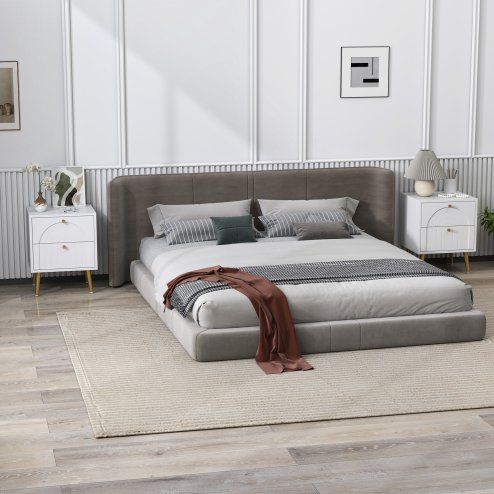 HOMCOM Bedside Table Set of 2, Modern Bedside Cabinets with 2 Drawers and Steel Legs, Side Tables for Living Room, Bedroom, 40 x 35 x 50 cm, White