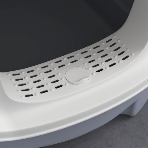 PawHut Cat Litter Box with Lid, Hooded Cat Litter Tray with Scoop, Deodorisation Bags, Top Entry, Cat Toilet with Drawer Pan, Grey