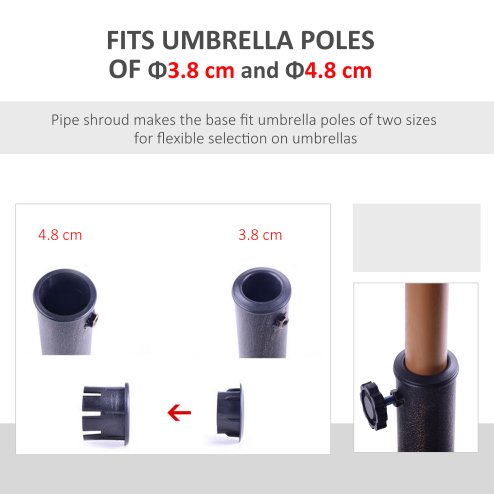 Outsunny 13kg Garden Parasol Base, Round Resin Umbrella Stand Holder, Heavy Duty Parasol Stand for 38mm or 48mm Outdoor Umbrella Poles, Bronze Tone