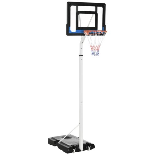 SPORTNOW Height Adjustable Basketball Hoop and Stand w/ Plastic Backboard and Weighted Base, Portable on Wheels, 2.6-3.1m, White