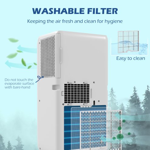 HOMCOM 7000 BTU Air Conditioning Unit, 3-in-1 Portable Air Conditioner, Dehumidifier, Cooling Fan with 2 Speeds, Remote Control, Digital Display, 24H Timer, Window Venting Kit, 26m²