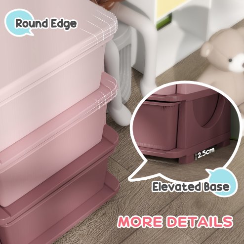 HOMCOM Kids Storage Units with 9 Drawers 3 Tier Chest Vertical Dresser Tower Toy Organiser for Nursery Playroom Kindergarten Pink