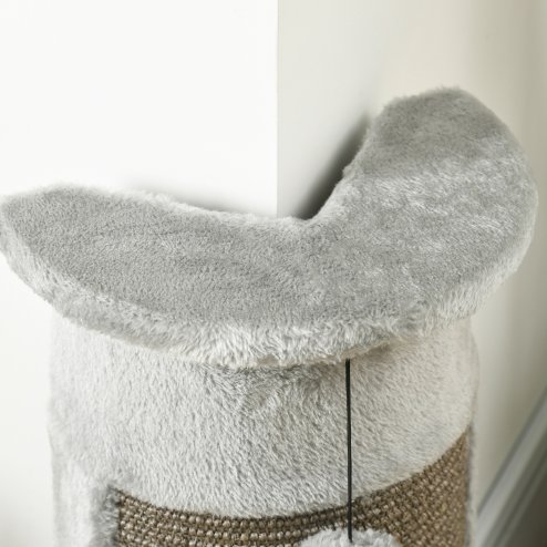 PawHut 58cm Cat Scratching Post for Corner Wall, Claw Scratcher, with Smooth Plush, Sisal Rope, Toy Balls, Stable Base - Grey