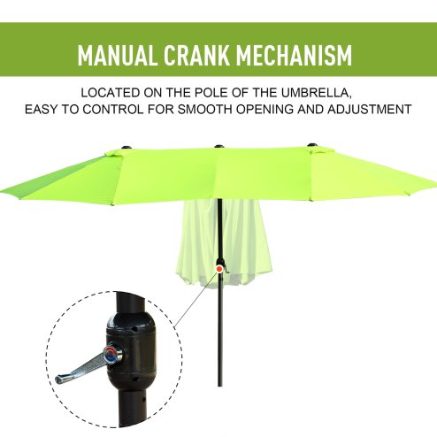 Outsunny 4.6m Large Garden Parasol Double-Sided Sun Umbrella Patio Market Canopy Shade Outdoor Lime Green - NO BASE