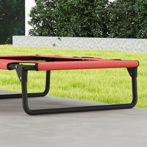 PawHut Raised Dog Bed, Portable Elevated Pet Cot with Breathable Mesh for Indoor Outdoor, for Small Medium Dogs, 75 x 51 x 18 cm, Red