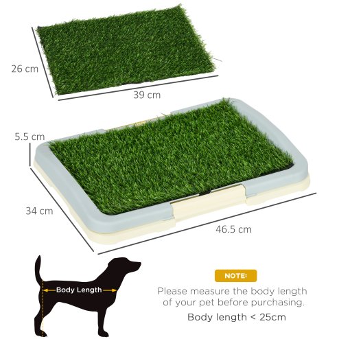 PawHut Dog Toilet, Puppy Training Pad Indoor, Portable Puppy Pad with Artificial Grass, Grid Panel, Tray, 46.5 x 34cm