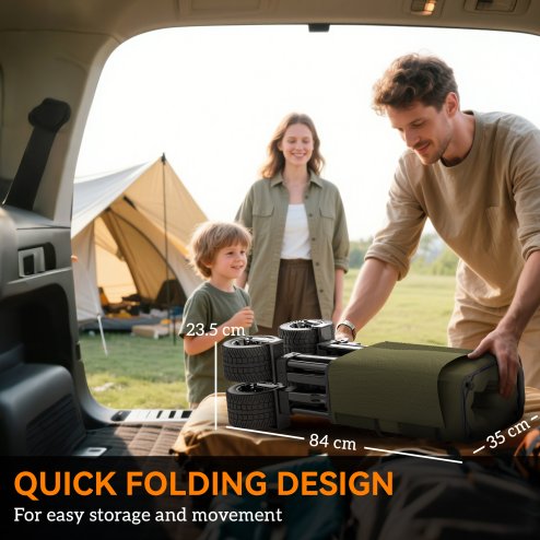 Outsunny Folding Garden Trolley, Cargo Traile on Wheels, Collapsible Camping Trolley, Outdoor Utility Wagon with Steel Frame and Oxford Fabric, Green