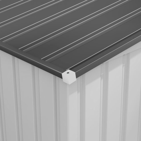 Outsunny 7 x 5FT Galvanised Metal Garden Shed with Foundation, Lean to Shed, Tool Storage House with Sliding Doors, 2 Vents, Adjustable Shelves and Hooks, White