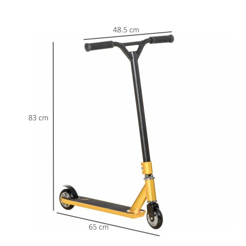 HOMCOM Stunt Scooter, 360 Entry Level Tricks Scooter w/ Lightweight Aluminium Deck and ABEC 7 Bearing, For Age 14+ Beginners, Gold Tone