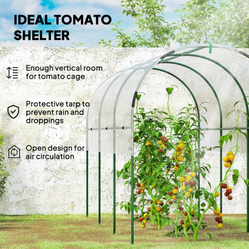 Outsunny Tunnel Tomato Greenhouse with 4 Hoops and Top Tap, Pointed Bottom and Guy Ropes, 400 x 123 x 171 cm, Clear