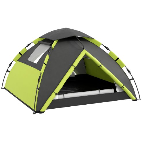 Outsunny Camping Tent, 3-4 Man Family Dome Tent, 2000mm Waterproof, with Carry Bag and Top Hook, for Fishing Hiking Festival, Quick Setup, Green