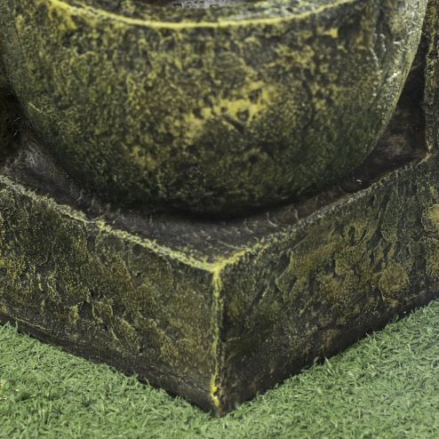 Outsunny Outdoor Garden Water Feature with 4-Tier Stacked Stone Look Bowls, Patio Cascading Waterfall Fountain, Adjustable Flow, Rustic D??cor, Black and Yellow