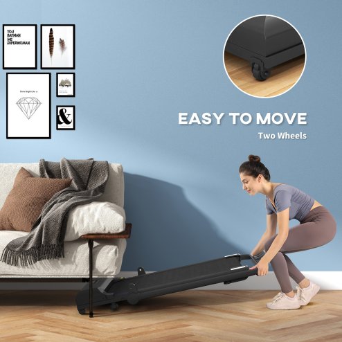 HOMCOM Walking Pad Treadmill, 2.5HP Folding Treadmill, Portable Under Desk Treadmill, Running Jogging Walking Machine, 1-10KM/H, with Remote Control and LED Display