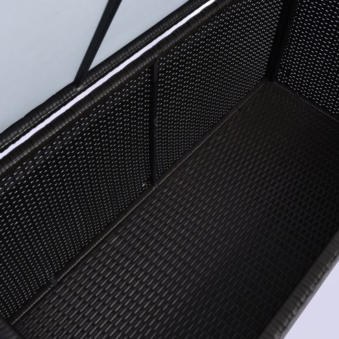 Outsunny 284 L Rattan Garden Storage Box, Outdoor Garden Storage Box with Gas Lift and Lockable Lid, Outdoor Wicker Rattan Chest Container for Garden Tools, 118 x 54 x 59 cm, Dark Brown