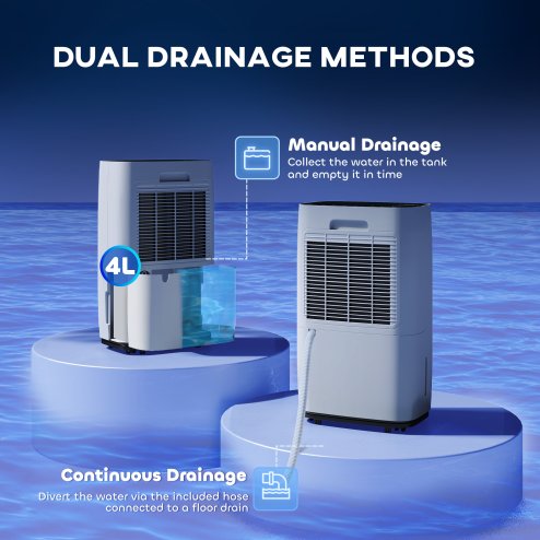 HOMCOM 16L/Day Portable Dehumidifier for Home, with LED Screen, Sleep Mode, 24H Timer, 4L Water Tank, Electric Air Dehumidifier for Damp Laundry Bedroom Basement