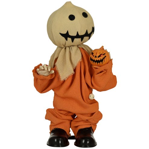 HOMCOM 77cm Outdoor Halloween Decoration Scarecrow, Standing Scarecrow Prop Life Size with Sound and Motion Activated, Light Up Eyes, Howling Sound, Posable Arms, Moving Hands