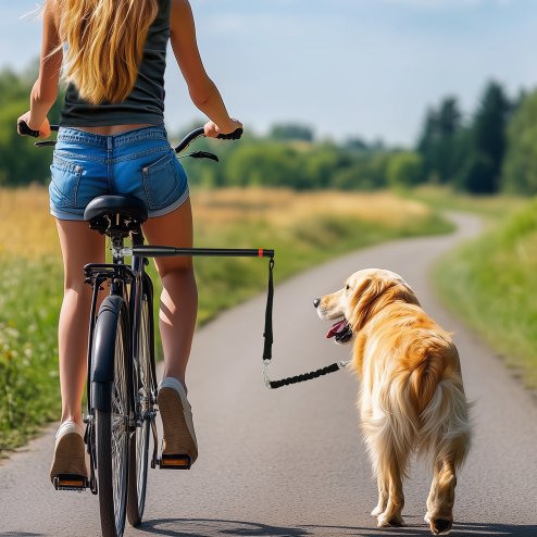 PawHut Dog Lead for Bicycle, Dog Bicycle Exerciser Leash Easy Installation Removable, Hands Free Dog Bike Leash for Cycling, Training, Jogging, Black