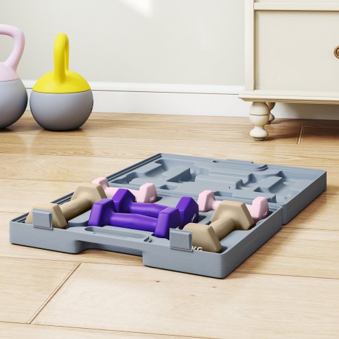 SPORTNOW 12kg Hex Dumbbells Set of 6, Hand Weights with Carry Case for Home Gym Strength Training, 2 x 1kg, 2 x 2kg, 2 x 3kg