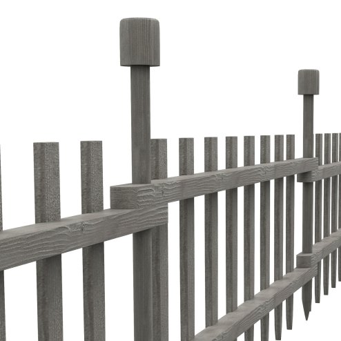 Outsunny Decorative Garden Fencing, 4PCs Outdoor Fence Panels, Wooden Landscape Flower Bed Border Edging, Grey