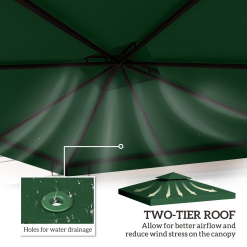 Outsunny 3 x 3(m) Gazebo Canopy Roof Top Replacement Cover Spare Part Dark Green (TOP COVER ONLY)