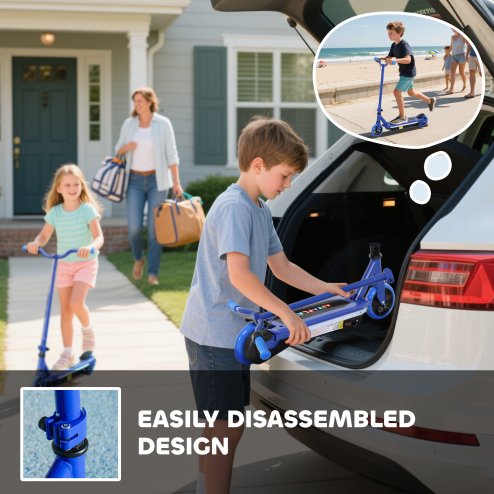 AIYAPLAY Electric Scooter for Ages 6-14 Years, with Colourful Light and Electric Brake, Electric Scooter E Scooter, Up to 10km/h, 8km, Blue