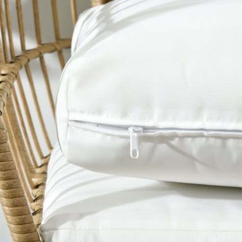 Outsunny Oversized Garden Egg Chair, Outdoor Wicker PE Rattan Chair with Thickened Padded Cushions and Pillows for Balcony, Porch, Khaki