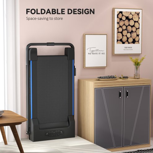 HOMCOM Folding Treadmill Walking Pad, 1-6km/h Treadmill Walking Machine, with Remote Control and LCD Display for Home Gym Office, Blue