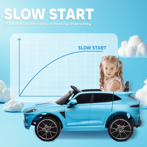 AIYAPLAY Aston Martin DBX Licensed 12V Kids Ride on Car, Kids Electric Car with Remote Control, 4 Suspension Wheels, LED Lights, Music, Horn, Slow Start, for Ages 3-6 Years, Blue