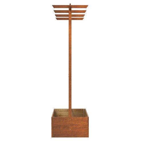 Outsunny Wood Planter with Trellis, Raised Garden Bed Privacy Screen Planter Box to Grow Vegetables, Herbs and Flowers for Garden, Patio, Deck, Orange