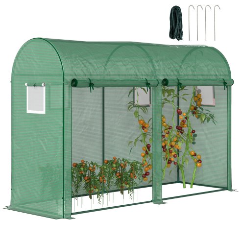Outsunny Walk-in Greenhouse, Tomato Greenhouse with Double Doors & 4 Windows, Garden Plant Growth Green House with PE Cover, Steel Frame, Green, 3 x 1 x 2 m