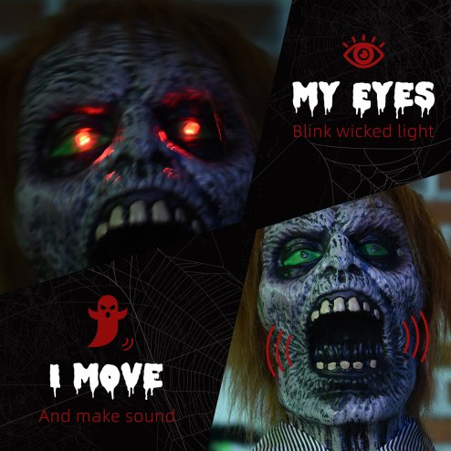 HOMCOM 5.5ft Life Size Halloween Animatronic Standing Chainsaw Killer, with Light Up Eyes, Sound Activated Moving Body, Scary Halloween Decorations, Battery Operated, Indoor Party Props