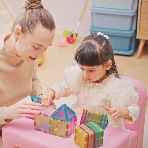 HOMCOM Kids Armchair Toddler Sofa Children's Chair, 2 in 1 Kids Table Chair Set with Wooden Frame, for 3 Years Old Girls Pink