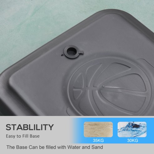 HOMCOM Portable Basketball Stand 94-123cm Basket Height Adjustable Hoop For Adults Suitable for Pool Side