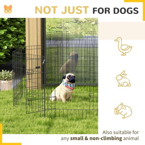 PawHut Dog Pen, 8 Panel Dog Playpen, DIY Design with Door, for Medium Dogs, Puppies, Small Animals, for Indoor/Outdoor Use, 76cm High