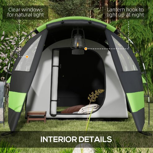 Outsunny Camping Tent, 4-5 Man Blackout Tent with Bedroom and Living Room, 3000mm Waterproof, Portable with Bag, for Fishing Hiking Festival, Black