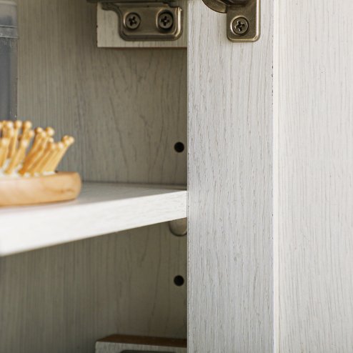 kleankin Farmhouse Bathroom Cabinet Wall Mounted, Bathroom Wall Cabinet with Storage Shelves and Cupboard, Ash Wood-Effect