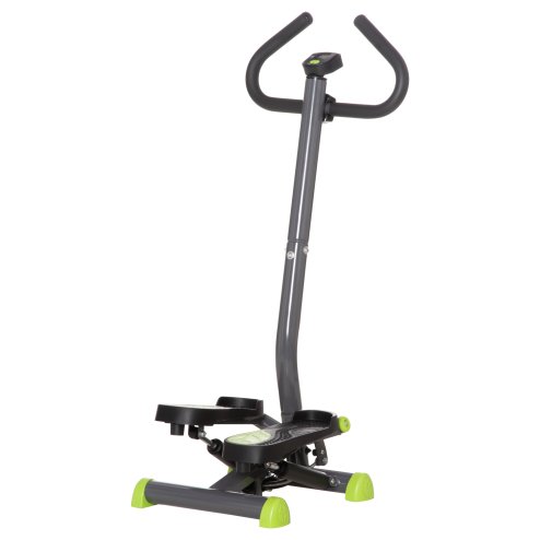 HOMCOM Twister Stepper, Step Machine, Aerobic Exercise Workout Machine w/ Adjustable Resistance, LCD Screen and Handlebars - Grey