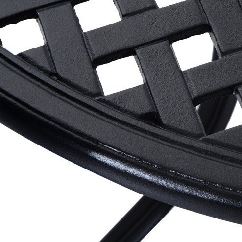 Outsunny 85cm Round Garden Dining Table with 46.5mm Dia. Umbrella Hole, Cast Aluminium Outdoor Dining Table, Grid Motif Outdoor Table for Garden, Patio, Porch, Black