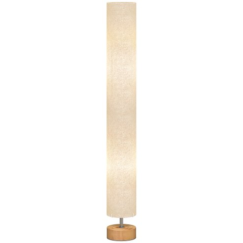 HOMCOM LED Floor Lamp for Living Room, 120cm Modern Standing Lamp with 3000K/4500K/6500K Colour Temperatures, Linen Shade and Wooden Base, Grey