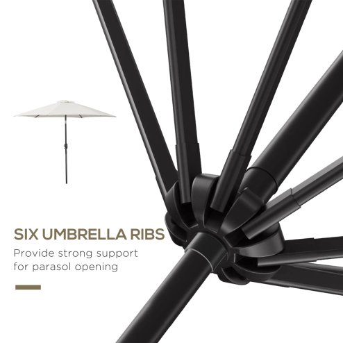Outsunny 2.6M Garden Parasol Umbrella with Tilt and Crank, Outdoor Sun Parasol Sunshade Shelter with Aluminium Frame, Grey