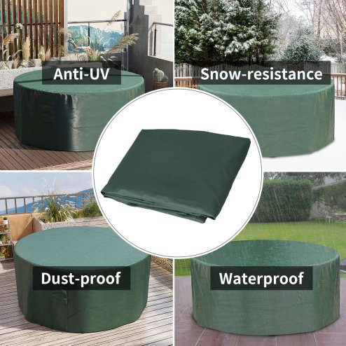Outsunny Garden Patio Large Furniture Set Round Cover 600D Oxford Waterproof, ??193 x 80H cm, Green